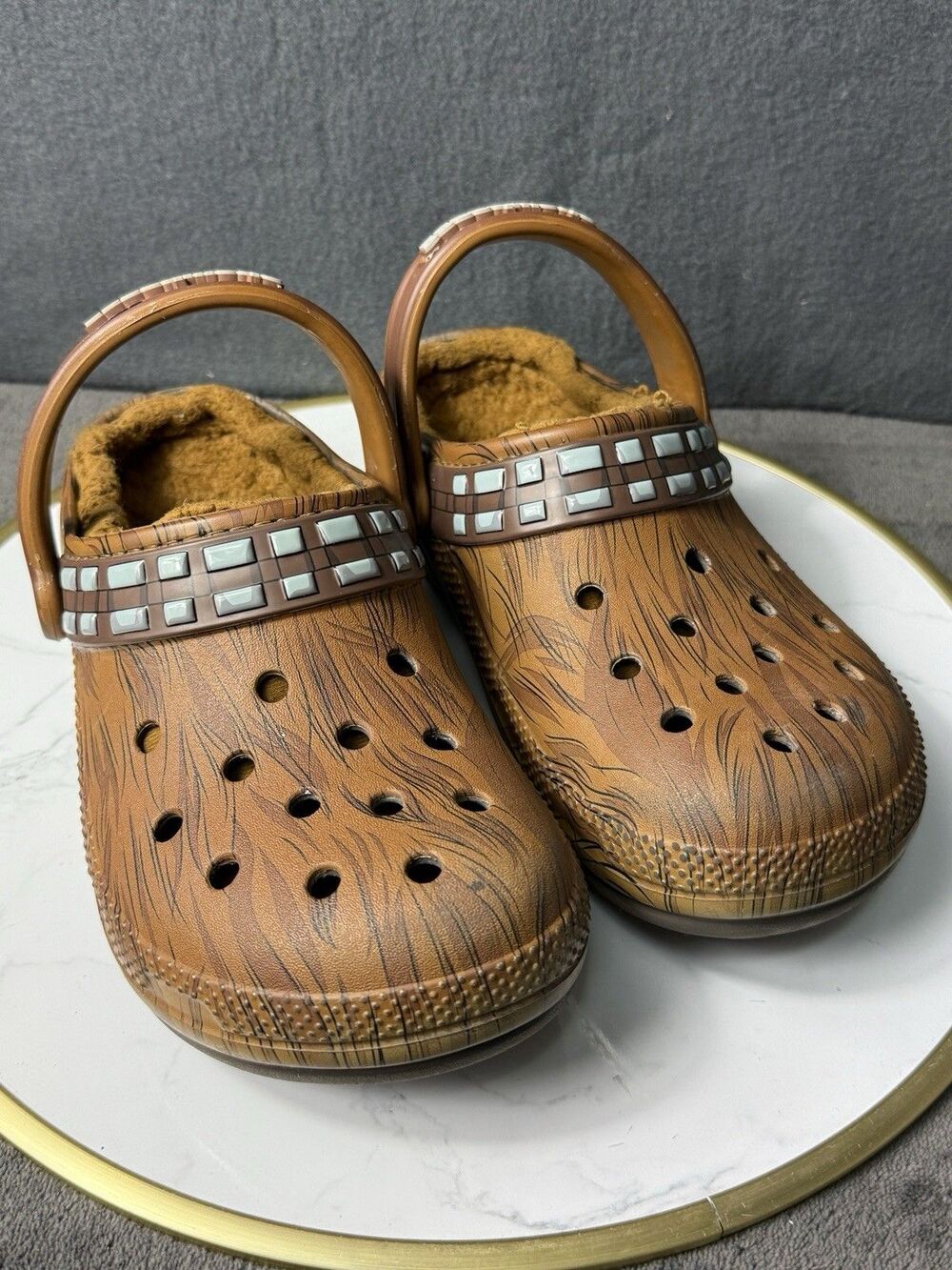 Crocs Star Wars Chewbacca Classic Lined Clog Mens 6 Womens 8 Brown Fleece Fur GC